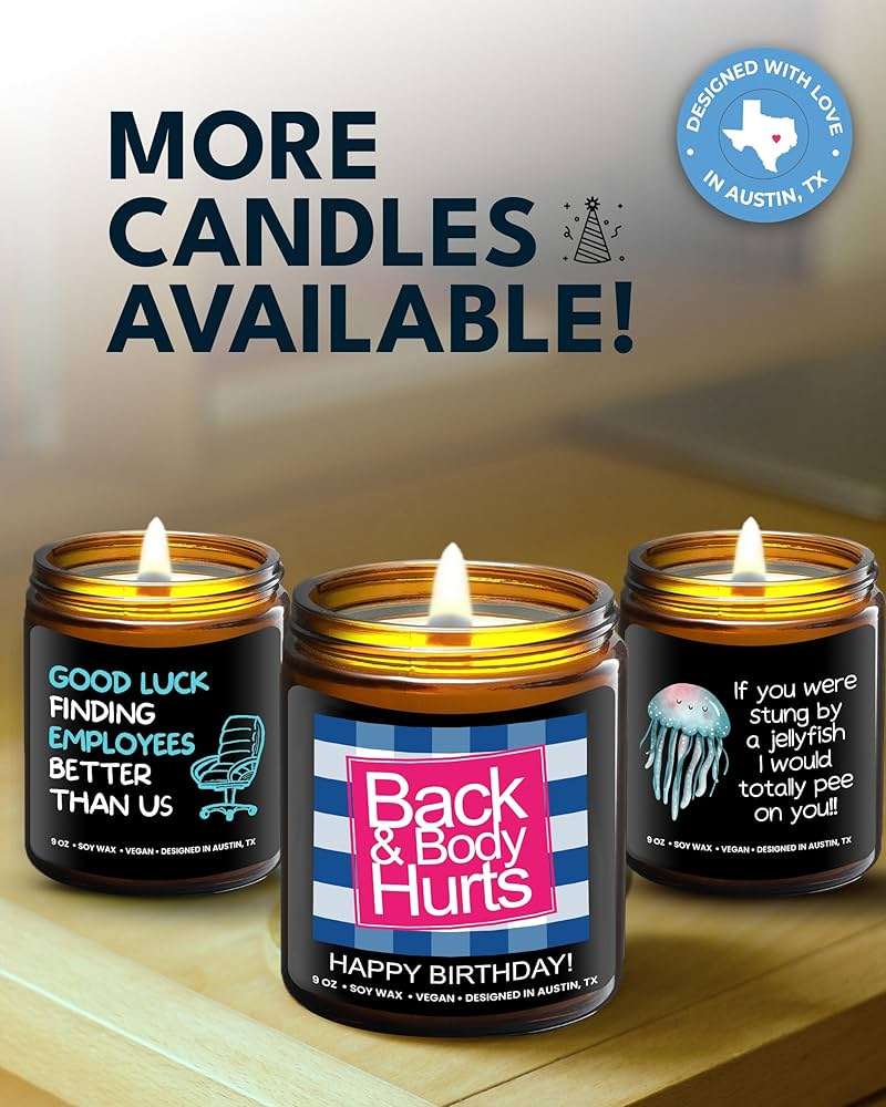 Funny Happy Birthday Candle, Unique Happy Birthday Gifts for Women and Men, Fun Gift Ideas for 30th, 40th, 50th and 60th Birthdays, Back and Body Hurts Candle, Long-Lasting Scent, Gift-Ready - Image 6