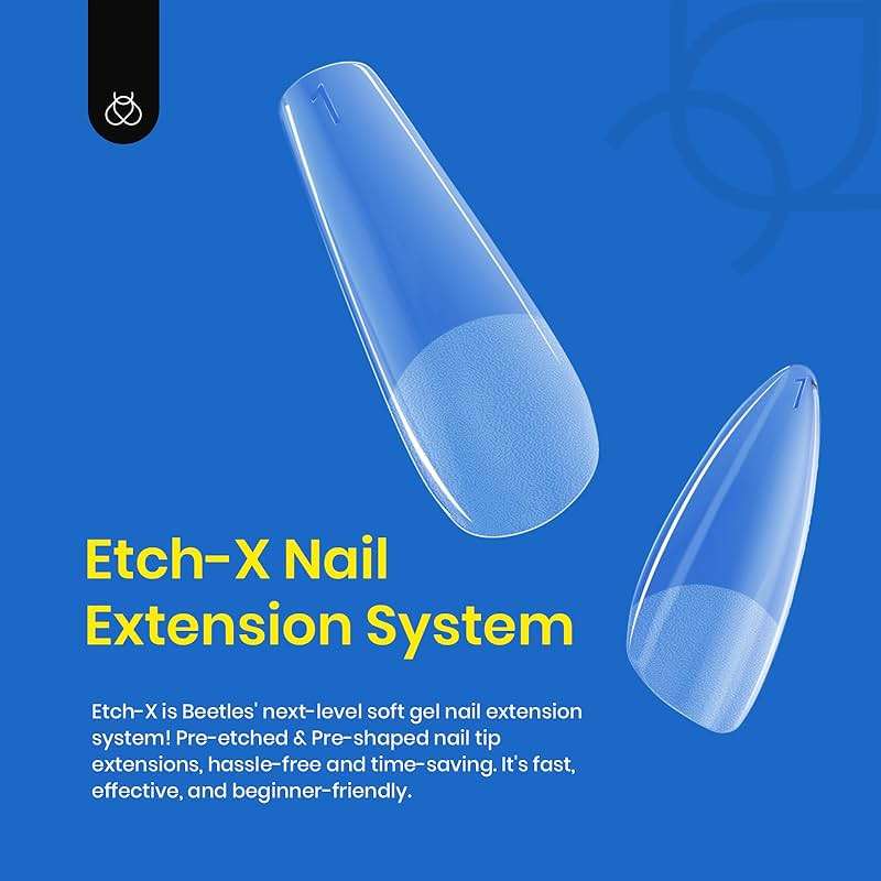 Beetles Gel Nail Tips Easy Nail Extension Etch X Nail Tips 12 Sizes 504Pcs Short Almond Half Matte Tips Gelly Tips Full Cover False Tips Gifts for Girls - Image 6