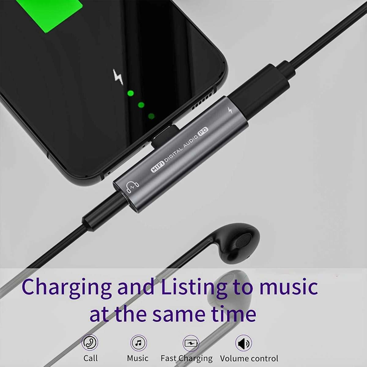 USB C Headphone Adapter, 2 in 1 USB C to 3.5mm Headphone Jack HiFi DAC with 27W Fast Charging Dongle Adapter Compatible for iPhone 15 15Pro 15promax,Samsung Galaxy S23 S22 S21 S20+ Note 20 Pixel 6/5 - Image 3