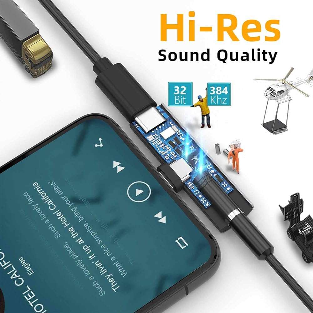 USB C Headphone Adapter, 2 in 1 USB C to 3.5mm Headphone Jack HiFi DAC with 27W Fast Charging Dongle Adapter Compatible for iPhone 15 15Pro 15promax,Samsung Galaxy S23 S22 S21 S20+ Note 20 Pixel 6/5 - Image 5