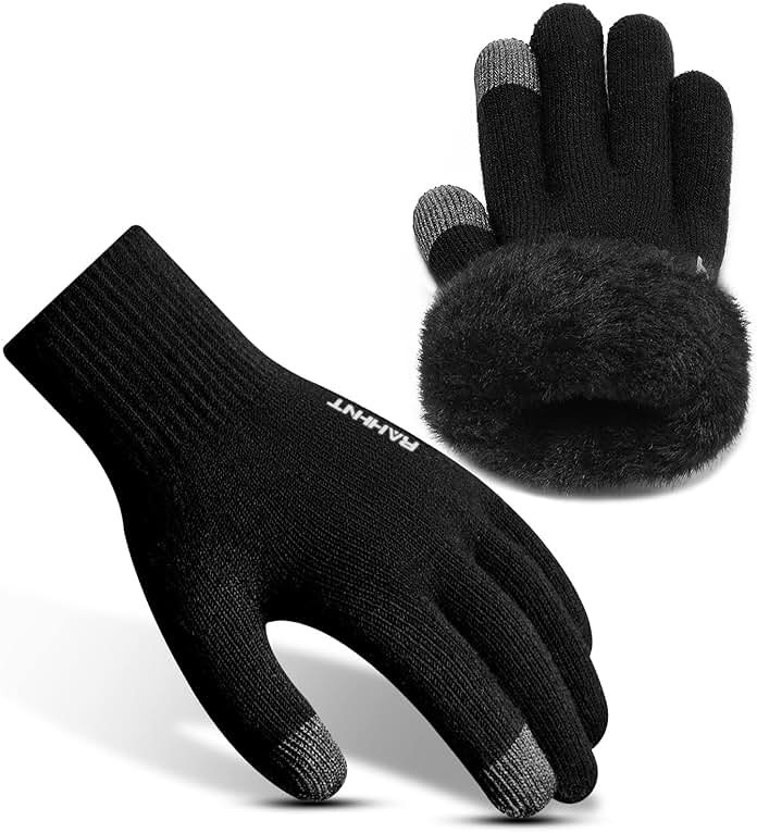 Rahhint Wool Winter Gloves Men Women Fleece lined Knit Gloves with Touchscreen Fingers Insulated Gloves Keep Hand Warm Gift - Product Image