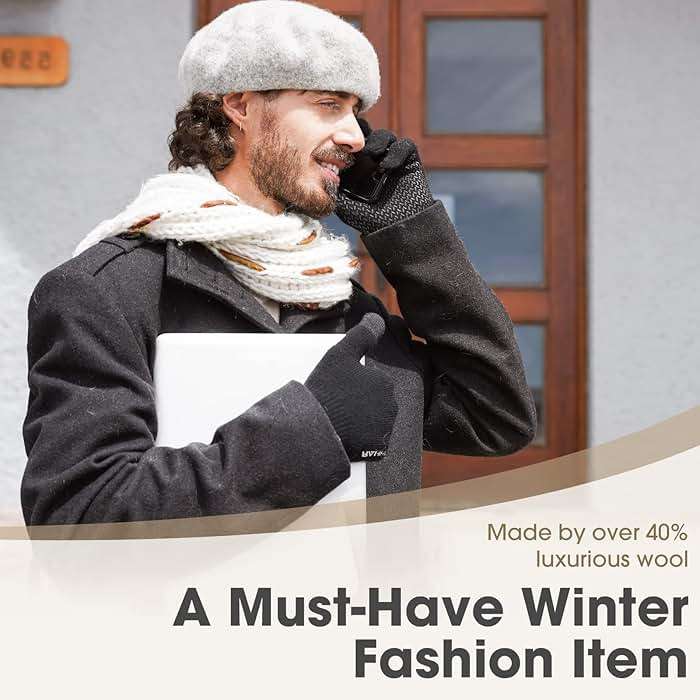 Rahhint Wool Winter Gloves Men Women Fleece lined Knit Gloves with Touchscreen Fingers Insulated Gloves Keep Hand Warm Gift - Image 2