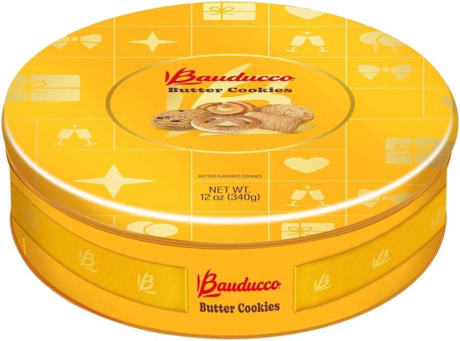 Bauducco Assorted Butter Cookies Tin, 12 oz (Pack of 1) – Traditional Danish Shortbread Style Cookies, Perfect Holiday Gift or Sweet Snack Treat - No Artificial Colors - Image 1