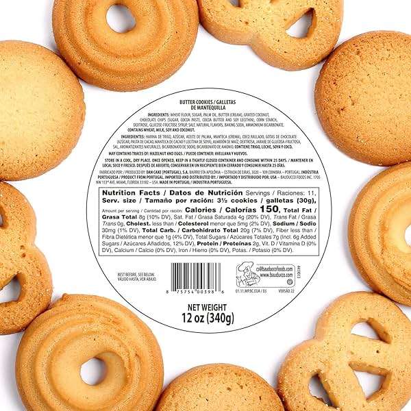 Bauducco Assorted Butter Cookies Tin, 12 oz (Pack of 1) – Traditional Danish Shortbread Style Cookies, Perfect Holiday Gift or Sweet Snack Treat - No Artificial Colors - Image 6
