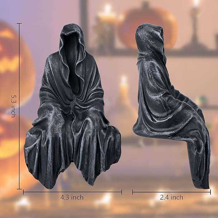SHOWFEICAT Resin Tabletop Gothic Decor Sitting Statue, Resin Statue Gothic Decor, Fits On Sturdy Shelf and Has A Cool Mystic Look 5.1 Inch - Image 3