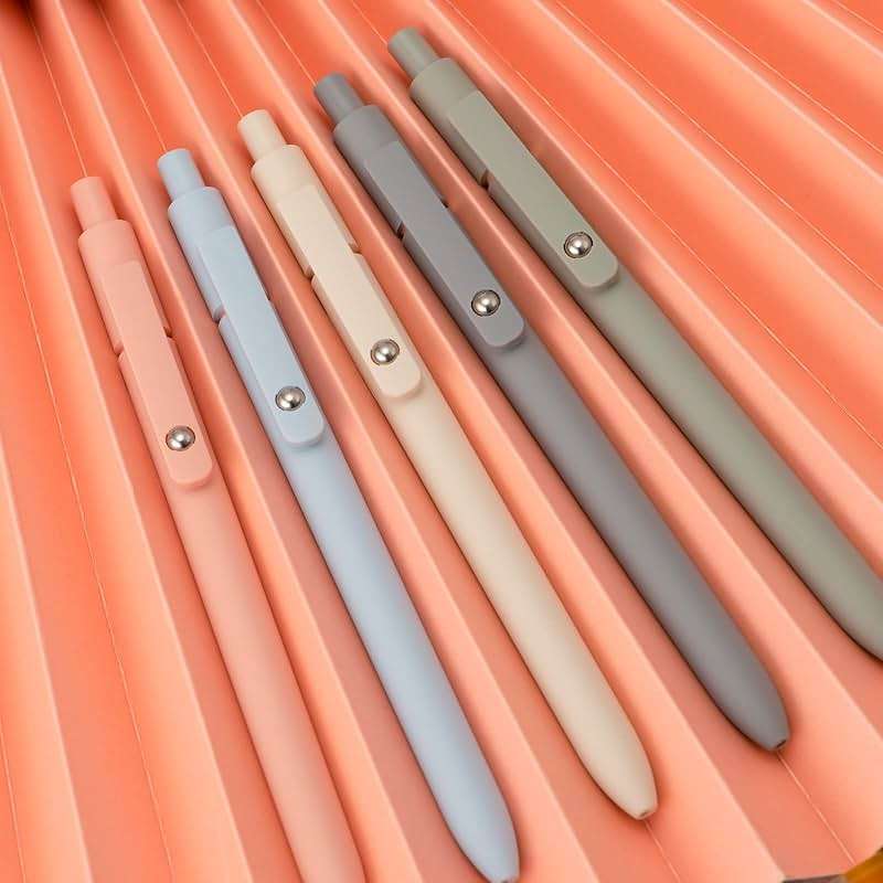 Wikult 5PCS Retractable Gel Pens Set, Quick Dry Black Ink Fine Point Roller Ball Gel Ink Pen for Smooth Writing (Morandi Color) - Image 5