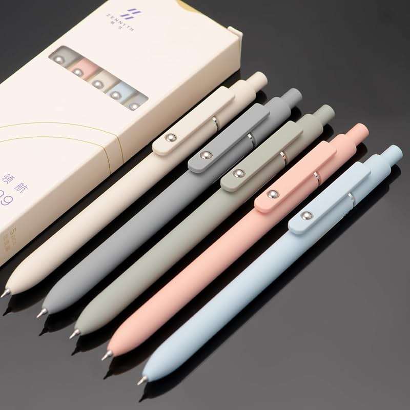 Wikult 5PCS Retractable Gel Pens Set, Quick Dry Black Ink Fine Point Roller Ball Gel Ink Pen for Smooth Writing (Morandi Color) - Image 8