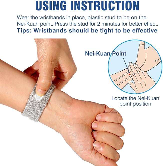 Hionfurt Motion Sickness Bands Anti Nausea Wristband for Adult and Kids Morning Sickness Relief for Pregnant Women Acupressure Nausea Relief for Car, Sea, Air Sickness - 2 Pairs Gray, Gray - Image 3