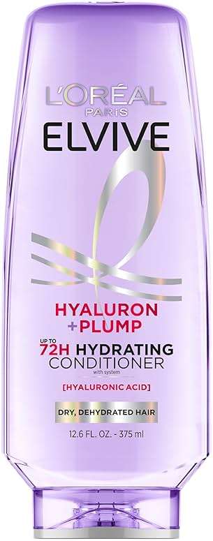 L'Oreal Paris Elvive Hyaluron Plump Hydrating Conditioner for Dehydrated, Dry Hair Infused with Hyaluronic Acid Care Complex, Paraben-Free, 12.6 Fl Oz - Image 1
