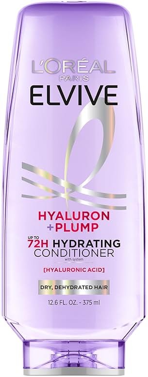 L'Oreal Paris Elvive Hyaluron Plump Hydrating Conditioner for Dehydrated, Dry Hair Infused with Hyaluronic Acid Care Complex, Paraben-Free, 12.6 Fl Oz - Product Image