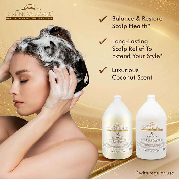 Dominican Magic Coconut Detangler Shampoo and Conditioner - Natural Hydrating Shampoo and Conditioner with Coconut Oil and Aloe Vera for Dry Hair, (1 Gal x 2) - Image 3