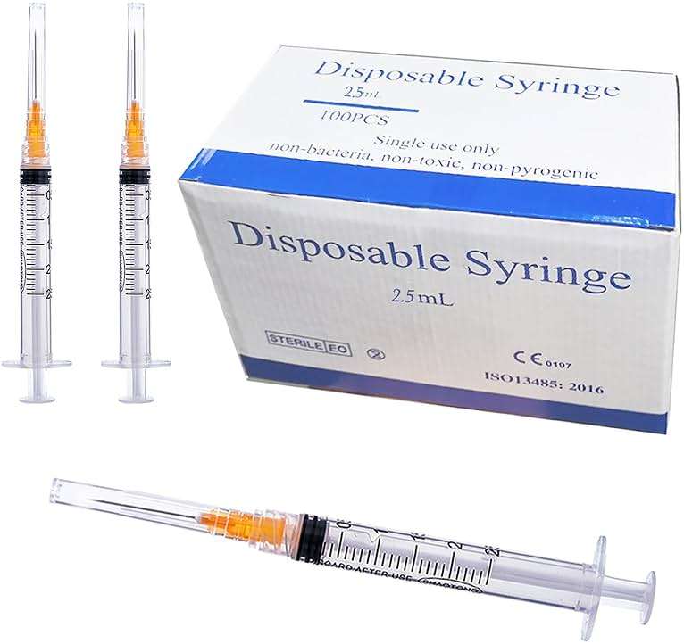 Gesanghua 100 Pack 2.5ml with 25 Gauge 1 Inch Luer Lock syring, Individually Wrapped - Image 1
