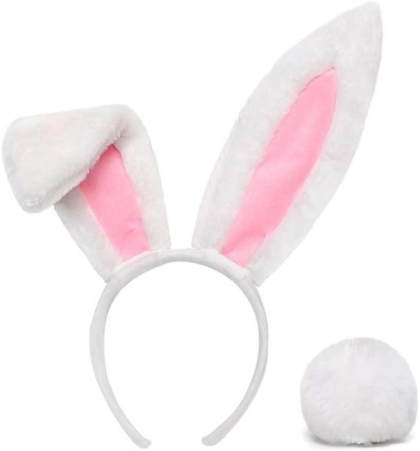 GUCILV Bunny Ears Headband Easter Ears Halloween Costumes Accessorie Furry Rabbit Ears Cosplay Bunny Ears And Tail - Product Image
