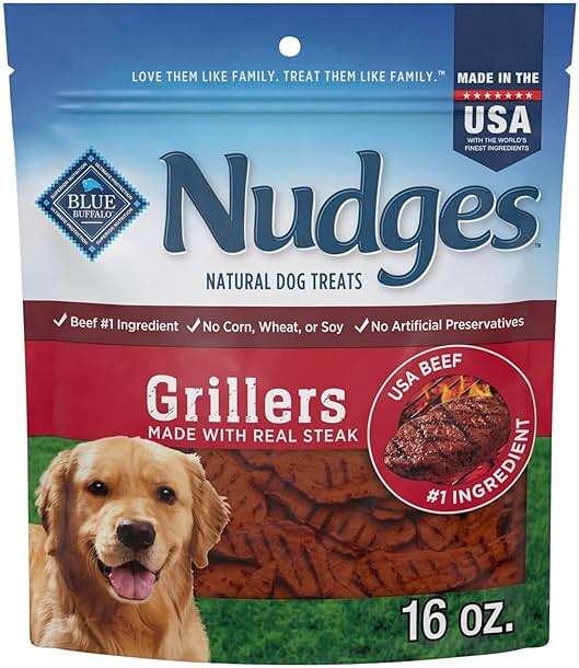 Blue Buffalo Nudges Steak Grillers Natural Dog Treats, Meaty Dog Snacks, Healthy Reward or Training Treat, Made in the USA with Real Beef, No Artificial Preservatives, 16 oz. - Image 1