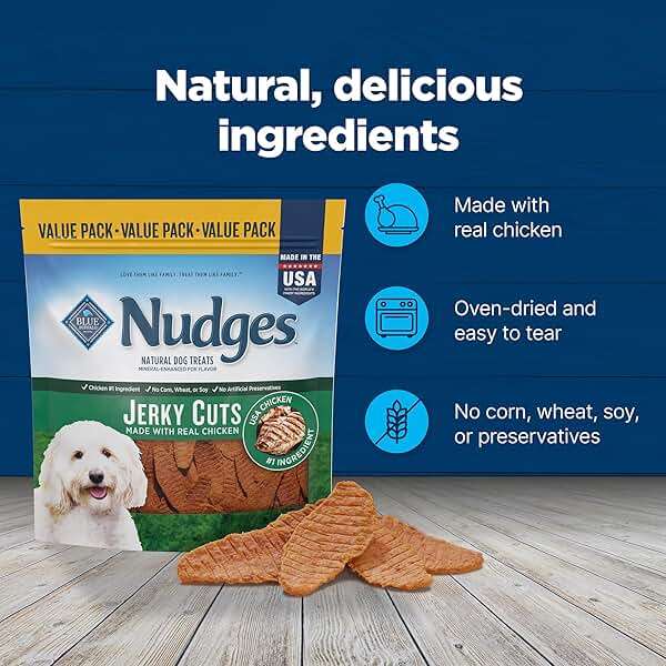 Blue Buffalo Nudges Chicken Jerky Cuts Natural Dog Treats, Tender & Meaty Dog Snacks, Healthy Reward or Training Treat, Made in the USA with Real Chicken, No Artificial Preservatives, 36 oz. - Image 7