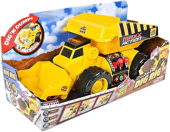 Maxx Action 19'’ 2-N-1 Motorized Dig Rig – Excavator and Dump Truck Toy with Joystick Control for Toddlers | Gift for Kids 3+ | Lights, Sounds & Interactive Construction Vehicle, Batteries Included - Image 6