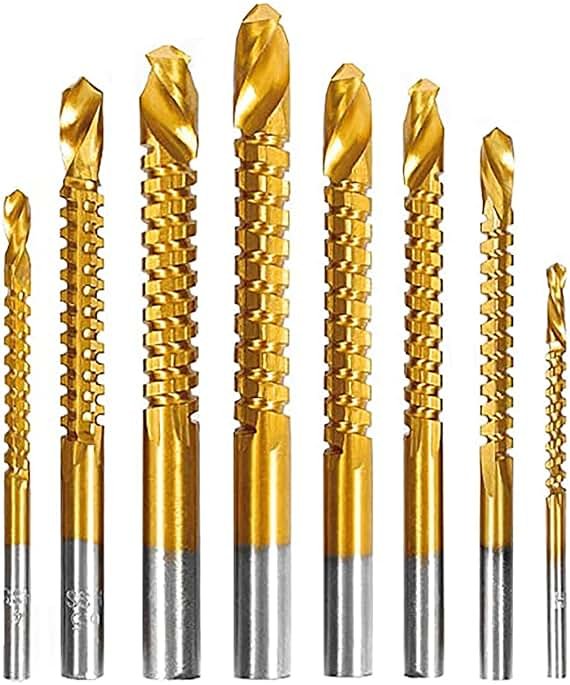 YUENTOEN Twist Drill Bits, 8Pcs Serrated Drill Bit Set, Titanium Coated HSS Sharp 3-10mm Serrated Side Cutting Drill Bit, Round Shank,Wood Drill bit, Hole Holesaw Tool for Plastic Metal Wood Hole - Product Image
