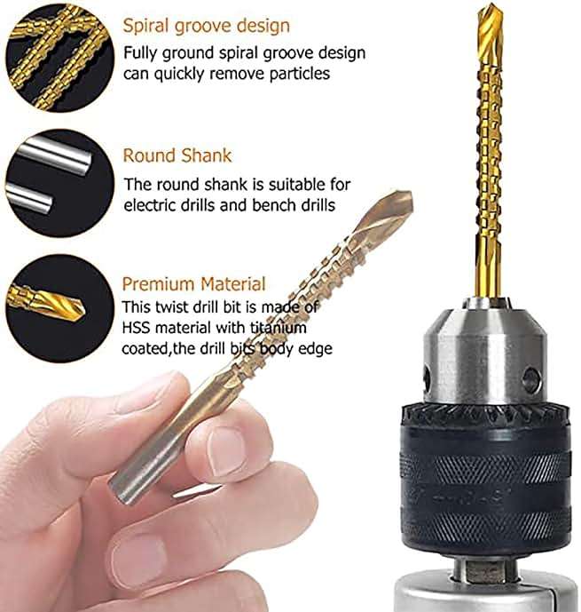 YUENTOEN Twist Drill Bits, 8Pcs Serrated Drill Bit Set, Titanium Coated HSS Sharp 3-10mm Serrated Side Cutting Drill Bit, Round Shank,Wood Drill bit, Hole Holesaw Tool for Plastic Metal Wood Hole - Image 3