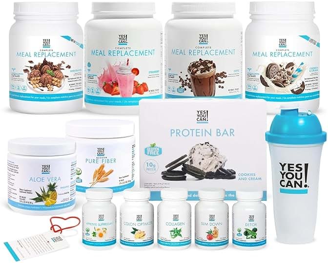 Yes You Can! All-in-One Kit with Meal Replacement Shakes, Aloe Vera Drink Mix, Fiber Shake Mixer, Protein Snacks, Supplements - Complete Wellness Kit - Product Image