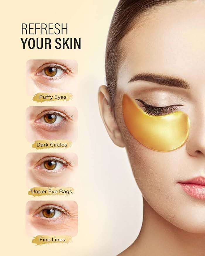 Maskiss 24k Gold Under Eye Patches (25 Pairs), eye mask, Collagen Skin Care Products, Eye Patches for Puffy Eyes, eye masks for dark circles and puffiness - Image 2