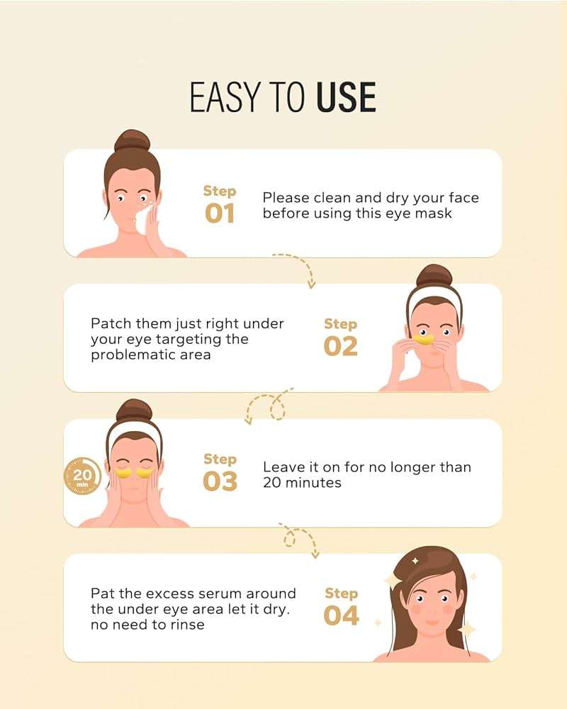 Maskiss 24k Gold Under Eye Patches (25 Pairs), eye mask, Collagen Skin Care Products, Eye Patches for Puffy Eyes, eye masks for dark circles and puffiness - Image 5