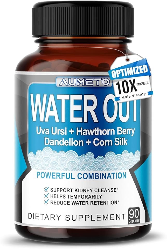 AUMETO Ultra Natural Water Out Pills with Uva Ursi Hawthorn Berry Dandelion Corn Silk - Full Body Cleanse and Kidney & Stomach Support (90 Count (Pack of 1)) - Product Image