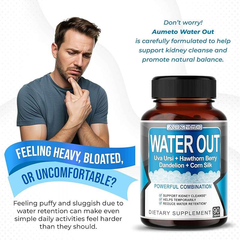 AUMETO Ultra Natural Water Out Pills with Uva Ursi Hawthorn Berry Dandelion Corn Silk - Full Body Cleanse and Kidney & Stomach Support (90 Count (Pack of 1)) - Image 2