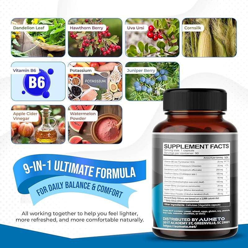 AUMETO Ultra Natural Water Out Pills with Uva Ursi Hawthorn Berry Dandelion Corn Silk - Full Body Cleanse and Kidney & Stomach Support (90 Count (Pack of 1)) - Image 3