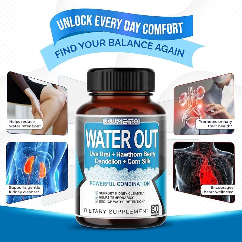 AUMETO Ultra Natural Water Out Pills with Uva Ursi Hawthorn Berry Dandelion Corn Silk - Full Body Cleanse and Kidney & Stomach Support (90 Count (Pack of 1)) - Image 4