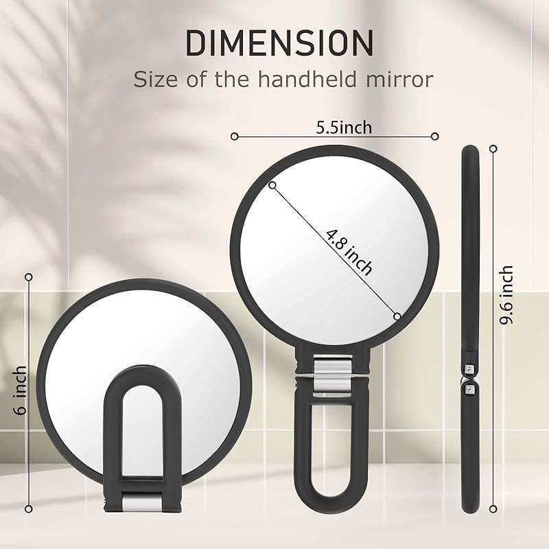 CLSEVXY Magnifying Handheld Mirror Double Sided, 1X 15X Magnification Hand Mirrors, Travel Folding Hand Held Mirror, 360°Rotation Pedestal Makeup Vanity Mirror - Image 7