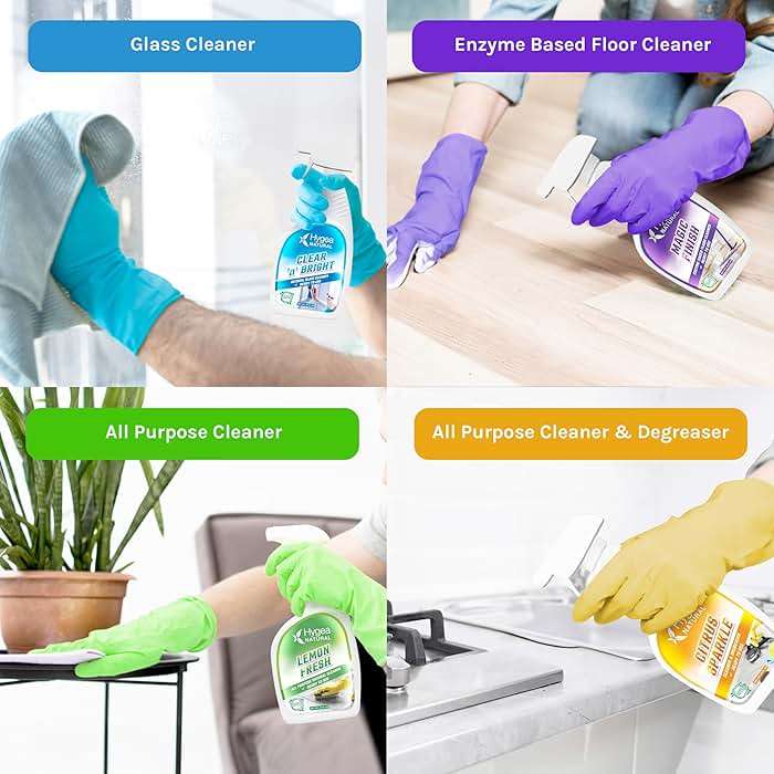 Hygea Natural Cleaning Supplies Kit All Purpose Cleaners, Citrus Degreaser, Floor and Tile Cleaner, Window, Glass and Mirror Cleaner- No Harsh Chemicals, Family safe - 4 Pack 24 oz Sprays - Image 5