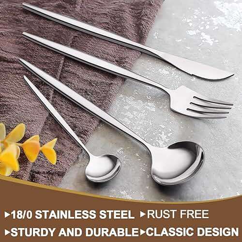 Silverware Set 30 Piece, Wildone Stainless Steel Flatware Set Service for 6, Cutlery Utensil Sets for Home Restaurant, Include Knife Fork Spoon Set, Dishwasher Safe - Image 5