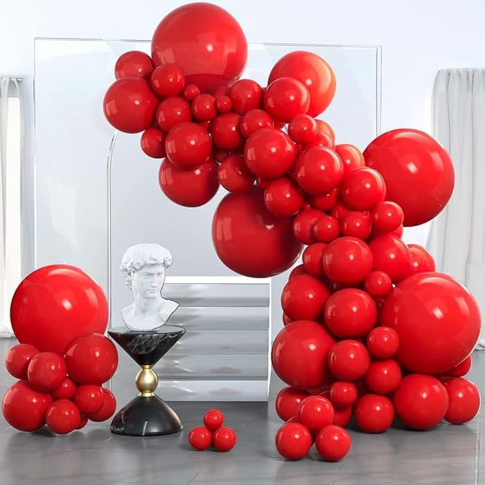 PartyWoo Red Balloons 140 pcs Different Sizes of 18 12 10 5 Inch Red Balloon Arch Kit Garland for Birthday Graduation Bachelorette Citizenship Anniversary Cherry Casino Theme Party Decorations Red-Y57 - Product Image