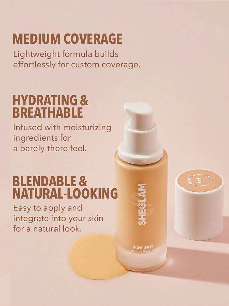 SHEGLAM Skinfinite Flawless Dewy Hydrating Foundation Full Coverage Liquid Foundation - Nude - Image 5