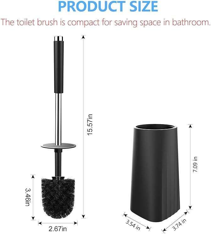 SetSail Toilet Brush, Compact Size Toilet Bowl Brush and Holder Toilet Brushes for Bathroom with Stainless Steel Handle Toilet Cleaner Brush with Durable Scrubbing Bristles, Splash-Proof - Image 2