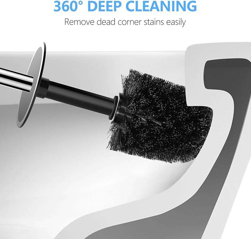 SetSail Toilet Brush, Compact Size Toilet Bowl Brush and Holder Toilet Brushes for Bathroom with Stainless Steel Handle Toilet Cleaner Brush with Durable Scrubbing Bristles, Splash-Proof - Image 5