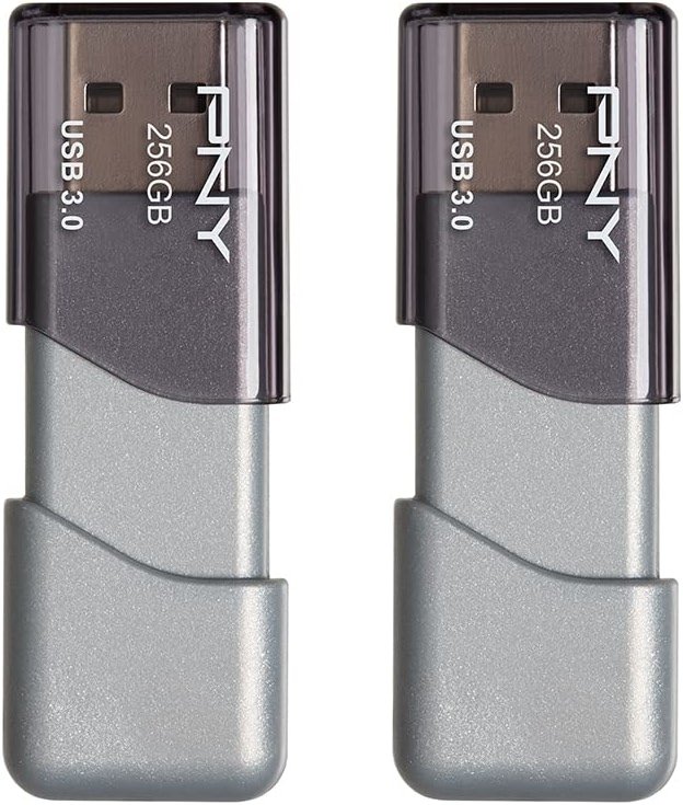 PNY P-FD256X2TBOP-MP 256GB Turbo Attaché 3 USB 3.0 Flash Drive,Silver (Pack of 2) - Product Image