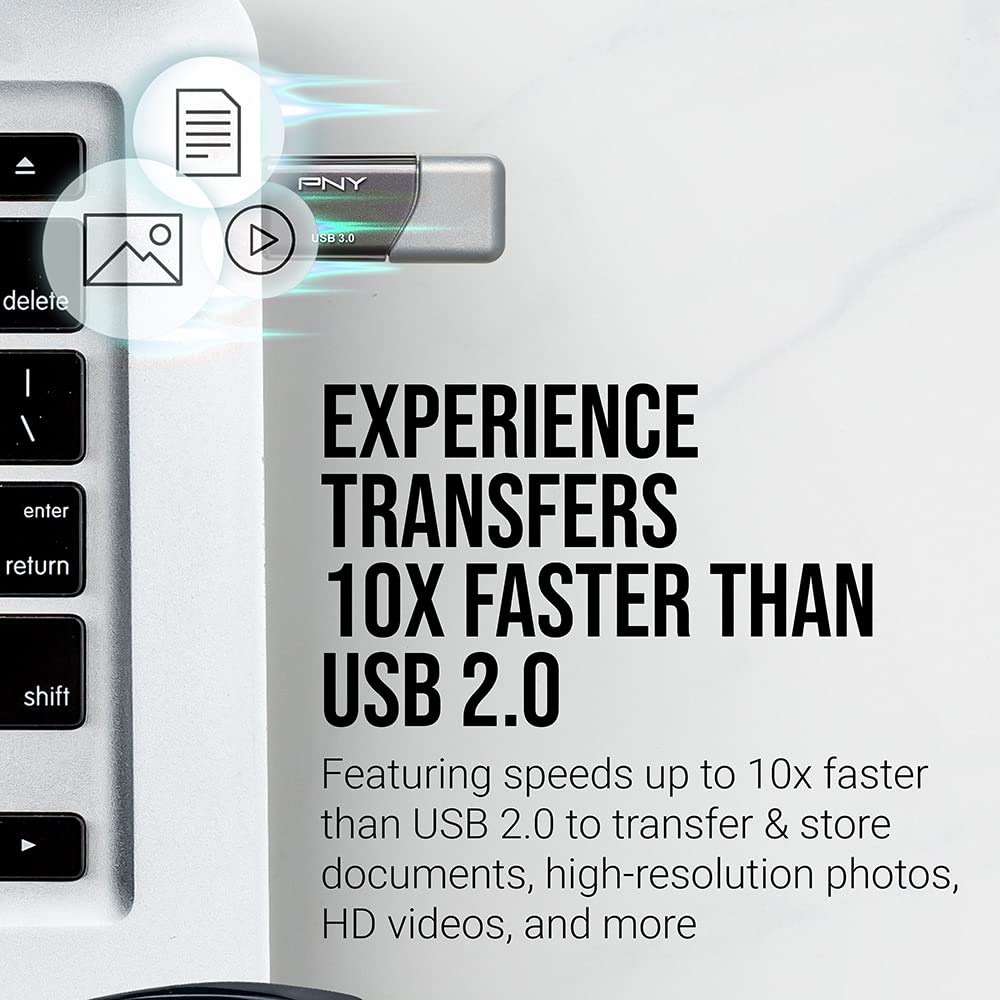 PNY P-FD256X2TBOP-MP 256GB Turbo Attaché 3 USB 3.0 Flash Drive,Silver (Pack of 2) - Image 5