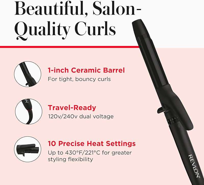 REVLON SmoothStay 1 Inch Curling Iron, Coconut Oil Infused Ceramic Curling Wand with Tourmaline Ionic Technology, Tight Bouncy Curls, Enhanced Shine, Reduced Frizz - Image 5
