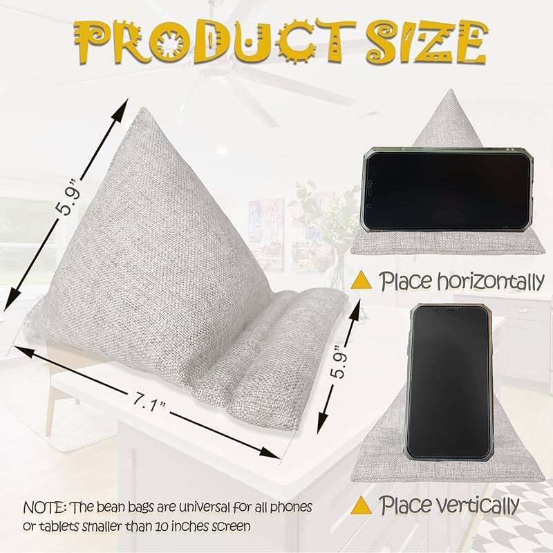 WARMTONE Cell Phone Holder for Bed, Phone Stand Bean Bags Soft Fabric Pillows Portable for Travel Universal for All Smartphones, Mini Tablets iPads, Natural - Image 2