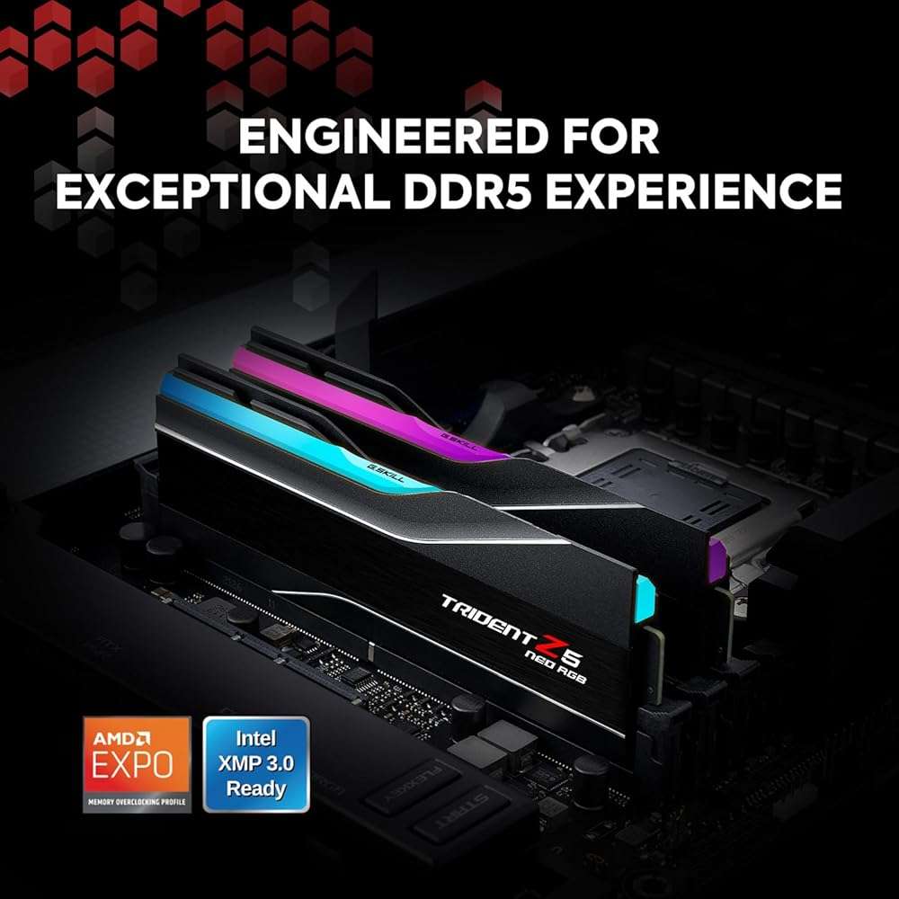 G.SKILL Trident Z5 Neo RGB Series DDR5 RAM (AMD EXPO & Intel XMP 3.0) 32GB (2x16GB) 6000MT/s CL36-36-36-96 1.35V Desktop Computer Memory U-DIMM - Matte Black (F5-6000J3636F16GX2-TZ5NR) - Image 2