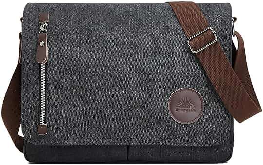 ZHIERNA Canvas Satchel Messenger Bag for Men Women, Vintage Shoulder Crossbody 13.3" Laptop Bag for Work Travel - Image 1