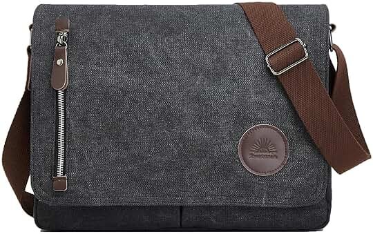 ZHIERNA Canvas Satchel Messenger Bag for Men Women, Vintage Shoulder Crossbody 13.3" Laptop Bag for Work Travel - Product Image