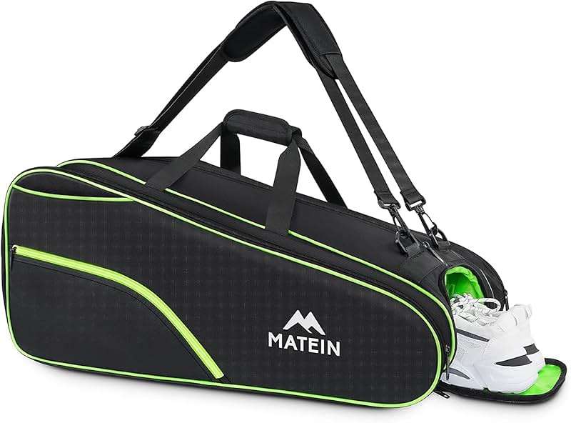 MATEIN Tennis Bag 6 Rackets, Large Racket Bag with Shoe Compartment, Cooler | Extra Large, Protective, Convertible, Removeable Shoulder Strap, Insulated Cooler Pocket, Water Resistant, Men Tournament Use - Image 1