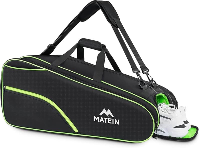 MATEIN Tennis Bag 6 Rackets, Large Racket Bag with Shoe Compartment, Cooler | Extra Large, Protective, Convertible, Removeable Shoulder Strap, Insulated Cooler Pocket, Water Resistant, Men Tournament Use - Product Image