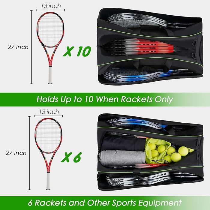 MATEIN Tennis Bag 6 Rackets, Large Racket Bag with Shoe Compartment, Cooler | Extra Large, Protective, Convertible, Removeable Shoulder Strap, Insulated Cooler Pocket, Water Resistant, Men Tournament Use - Image 3