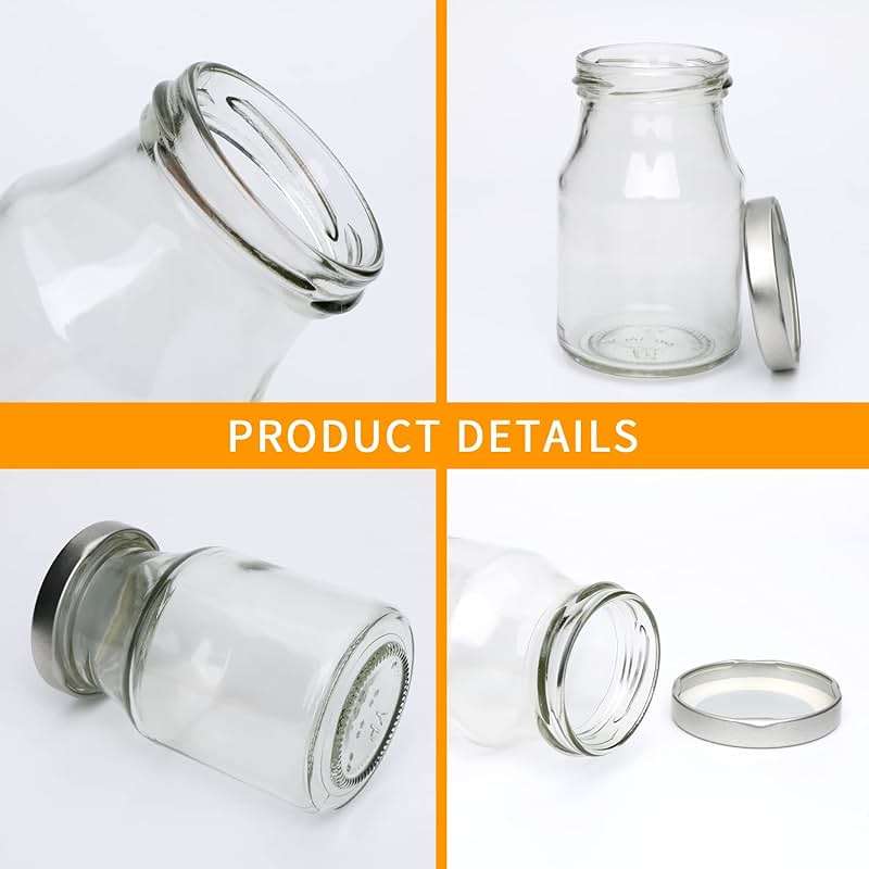 Accguan 6oz Glass Milk Bottles,Small Juice Bottles with Silver Caps,Jute Twine & Tag, Glass Yogert Jars Clear Glass Jars for Cake,Milk,Honey,Jam,Jelly,Spice,Wedding Favors,Shower Favors (36 Pack) - Image 4