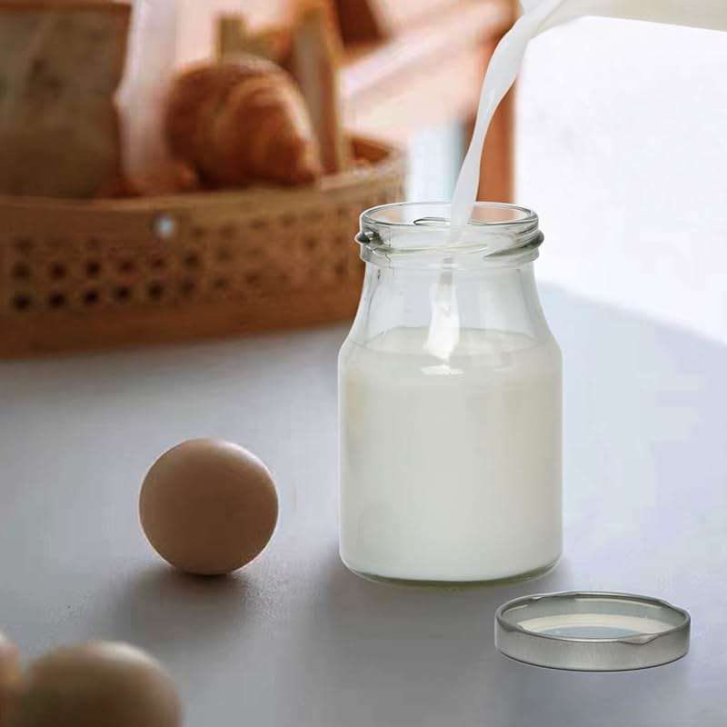 Accguan 6oz Glass Milk Bottles,Small Juice Bottles with Silver Caps,Jute Twine & Tag, Glass Yogert Jars Clear Glass Jars for Cake,Milk,Honey,Jam,Jelly,Spice,Wedding Favors,Shower Favors (36 Pack) - Image 5