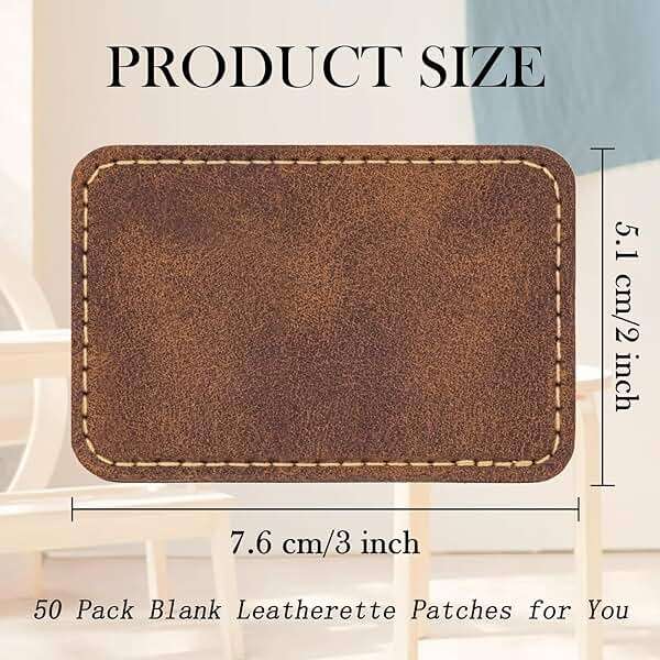 50 Pack Blank Leatherette Hat Patch with Adhesive, Rectangle Laserable Leatherette Patch, Faux Leather Patches for Hats Custom Fabric Repair Sew Laser Supplies (Chestnut, 3 x 2 Inches) - Image 3