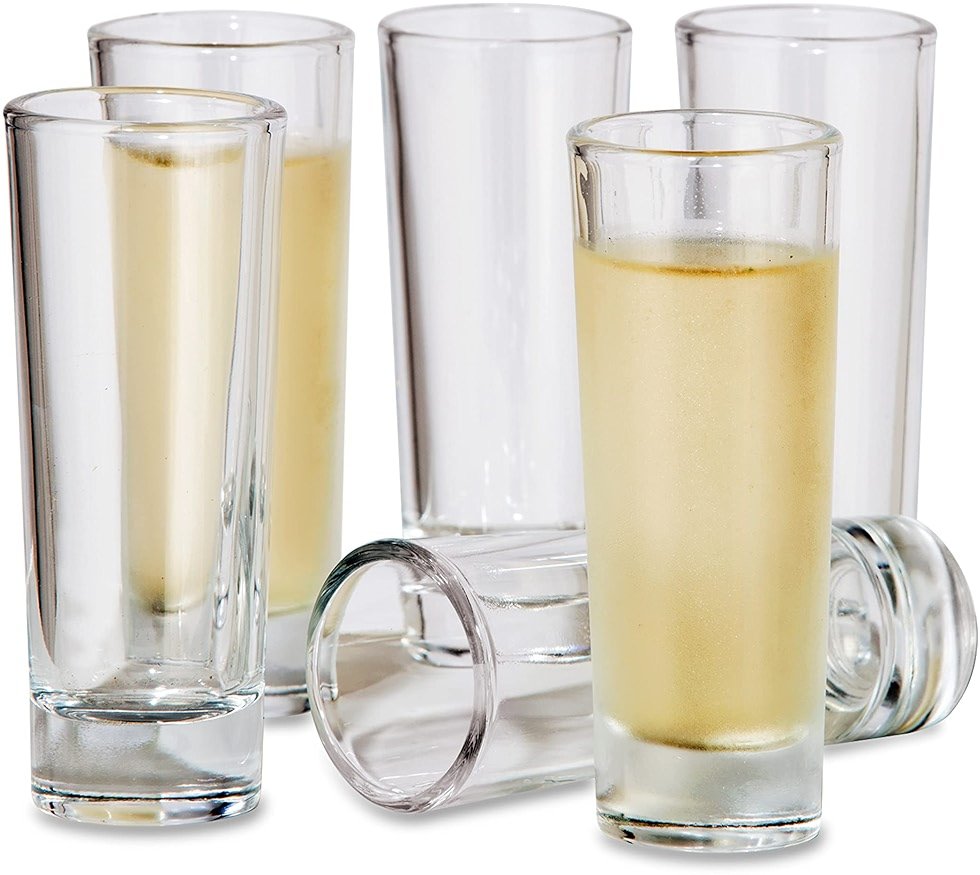 Oggi Tall Shot Glasses w/Heavy Base, Set 6 - Real Glass Shot Glass Set, Cool & Classic Design Ideal Groomsmen Gifts, Tequila Shot Glasses, Bachelor Party Favors for Men - 2oz / 59ml - Product Image